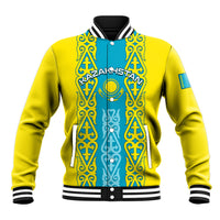 Personalised Kazakhstan Independence Day Baseball Jacket Kazakhstanian Coat Of Arms Special Version - Wonder Print Shop