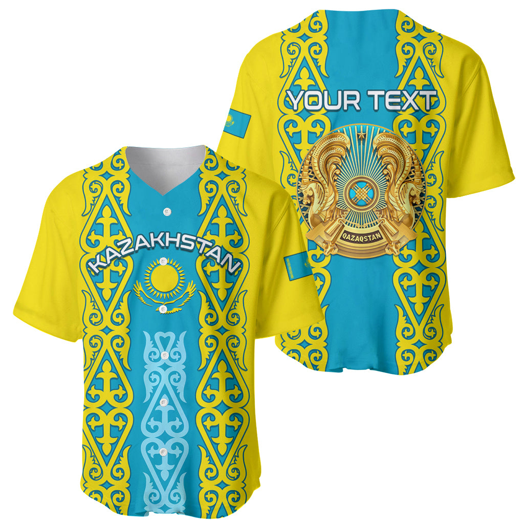 Personalised Kazakhstan Independence Day Baseball Jersey Kazakhstanian Coat Of Arms Special Version - Wonder Print Shop