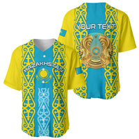 Personalised Kazakhstan Independence Day Baseball Jersey Kazakhstanian Coat Of Arms Special Version - Wonder Print Shop