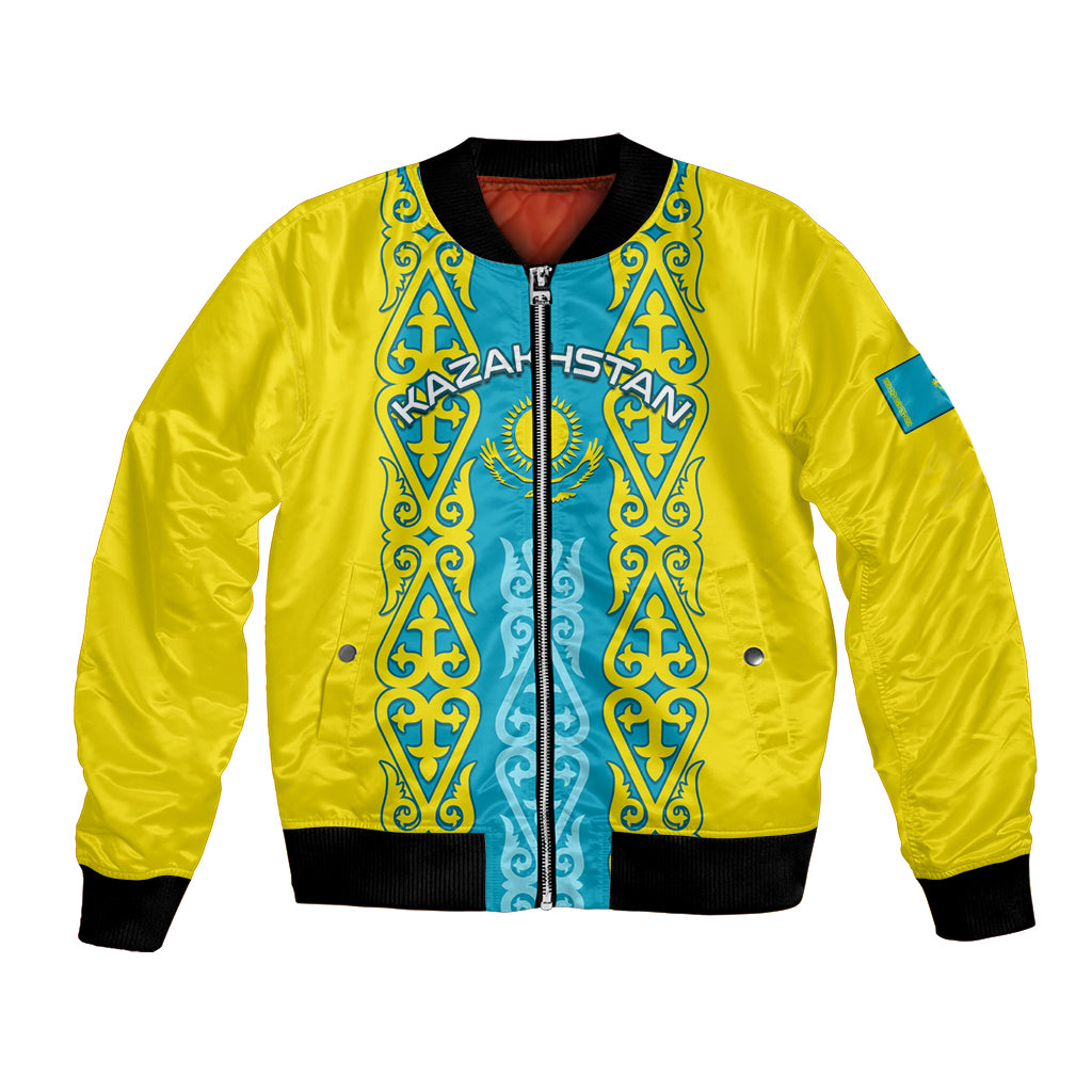 Personalised Kazakhstan Independence Day Bomber Jacket Kazakhstanian Coat Of Arms Special Version - Wonder Print Shop
