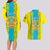 Personalised Kazakhstan Independence Day Couples Matching Long Sleeve Bodycon Dress and Hawaiian Shirt Kazakhstanian Coat Of Arms Special Version - Wonder Print Shop