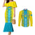 personalised-kazakhstan-independence-day-couples-matching-mermaid-dress-and-long-sleeve-button-shirt-kazakhstanian-coat-of-arms-special-version