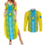 Personalised Kazakhstan Independence Day Couples Matching Summer Maxi Dress and Long Sleeve Button Shirt Kazakhstanian Coat Of Arms Special Version - Wonder Print Shop
