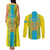 Personalised Kazakhstan Independence Day Couples Matching Tank Maxi Dress and Long Sleeve Button Shirt Kazakhstanian Coat Of Arms Special Version - Wonder Print Shop