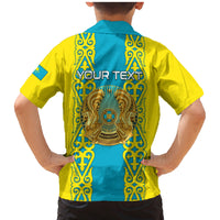 Personalised Kazakhstan Independence Day Family Matching Mermaid Dress and Hawaiian Shirt Kazakhstanian Coat Of Arms Special Version - Wonder Print Shop