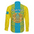 Personalised Kazakhstan Independence Day Family Matching Off Shoulder Long Sleeve Dress and Hawaiian Shirt Kazakhstanian Coat Of Arms Special Version - Wonder Print Shop