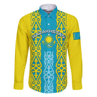 Personalised Kazakhstan Independence Day Family Matching Off Shoulder Short Dress and Hawaiian Shirt Kazakhstanian Coat Of Arms Special Version - Wonder Print Shop