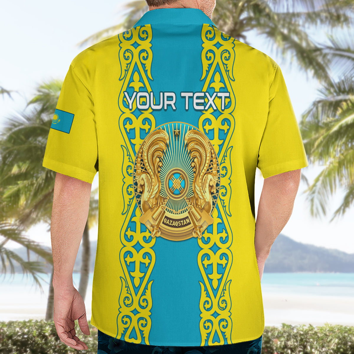 Personalised Kazakhstan Independence Day Hawaiian Shirt Kazakhstanian Coat Of Arms Special Version - Wonder Print Shop