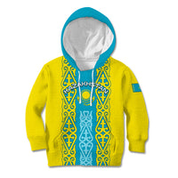 Personalised Kazakhstan Independence Day Kid Hoodie Kazakhstanian Coat Of Arms Special Version - Wonder Print Shop