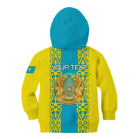 Personalised Kazakhstan Independence Day Kid Hoodie Kazakhstanian Coat Of Arms Special Version - Wonder Print Shop