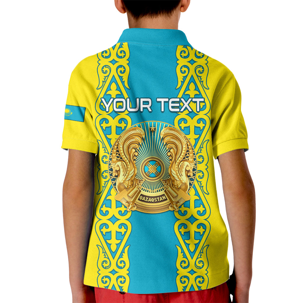 Personalised Kazakhstan Independence Day Kid Polo Shirt Kazakhstanian Coat Of Arms Special Version - Wonder Print Shop