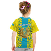 Personalised Kazakhstan Independence Day Kid T Shirt Kazakhstanian Coat Of Arms Special Version - Wonder Print Shop