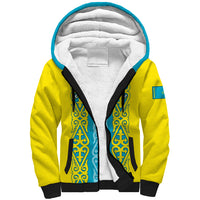 Personalised Kazakhstan Independence Day Sherpa Hoodie Kazakhstanian Coat Of Arms Special Version - Wonder Print Shop