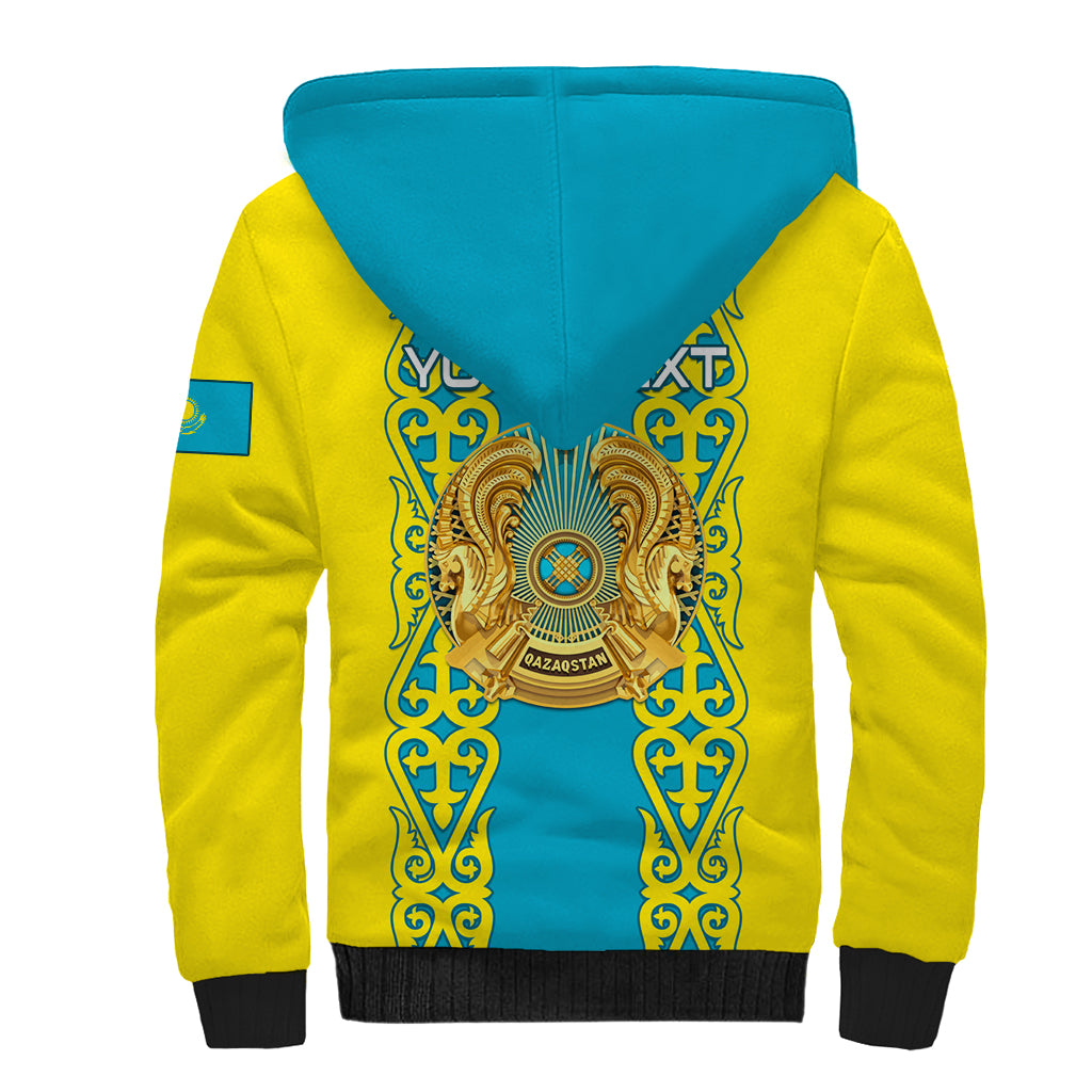 Personalised Kazakhstan Independence Day Sherpa Hoodie Kazakhstanian Coat Of Arms Special Version - Wonder Print Shop