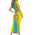 Personalised Kazakhstan Independence Day Short Sleeve Bodycon Dress Kazakhstanian Coat Of Arms Special Version - Wonder Print Shop