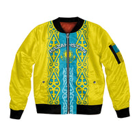 Personalised Kazakhstan Independence Day Sleeve Zip Bomber Jacket Kazakhstanian Coat Of Arms Special Version - Wonder Print Shop