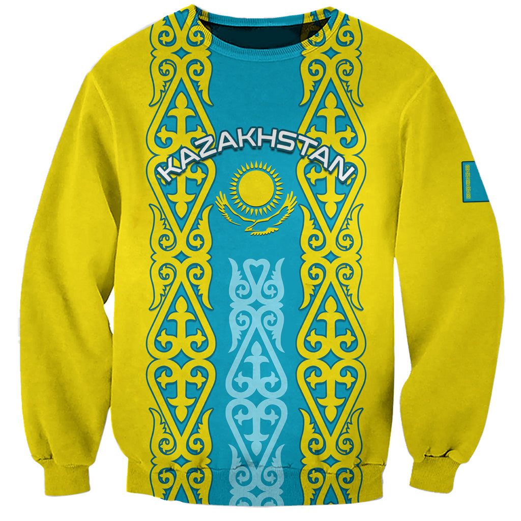 Personalised Kazakhstan Independence Day Sweatshirt Kazakhstanian Coat Of Arms Special Version - Wonder Print Shop