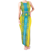 Personalised Kazakhstan Independence Day Tank Maxi Dress Kazakhstanian Coat Of Arms Special Version - Wonder Print Shop