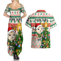 Personalised South Africa Rugby Christmas Couples Matching Summer Maxi Dress and Hawaiian Shirt Cute Springbok With Christmas Tree - Wonder Print Shop