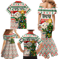 Personalised South Africa Rugby Christmas Family Matching Mermaid Dress and Hawaiian Shirt Cute Springbok With Christmas Tree - Wonder Print Shop