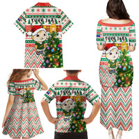 Personalised South Africa Rugby Christmas Family Matching Puletasi Dress and Hawaiian Shirt Cute Springbok With Christmas Tree - Wonder Print Shop