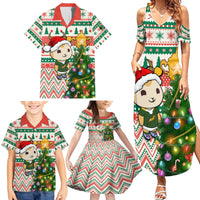 Personalised South Africa Rugby Christmas Family Matching Summer Maxi Dress and Hawaiian Shirt Cute Springbok With Christmas Tree - Wonder Print Shop