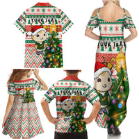 Personalised South Africa Rugby Christmas Family Matching Summer Maxi Dress and Hawaiian Shirt Cute Springbok With Christmas Tree - Wonder Print Shop