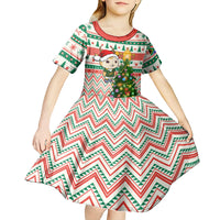 Personalised South Africa Rugby Christmas Kid Short Sleeve Dress Cute Springbok With Christmas Tree - Wonder Print Shop