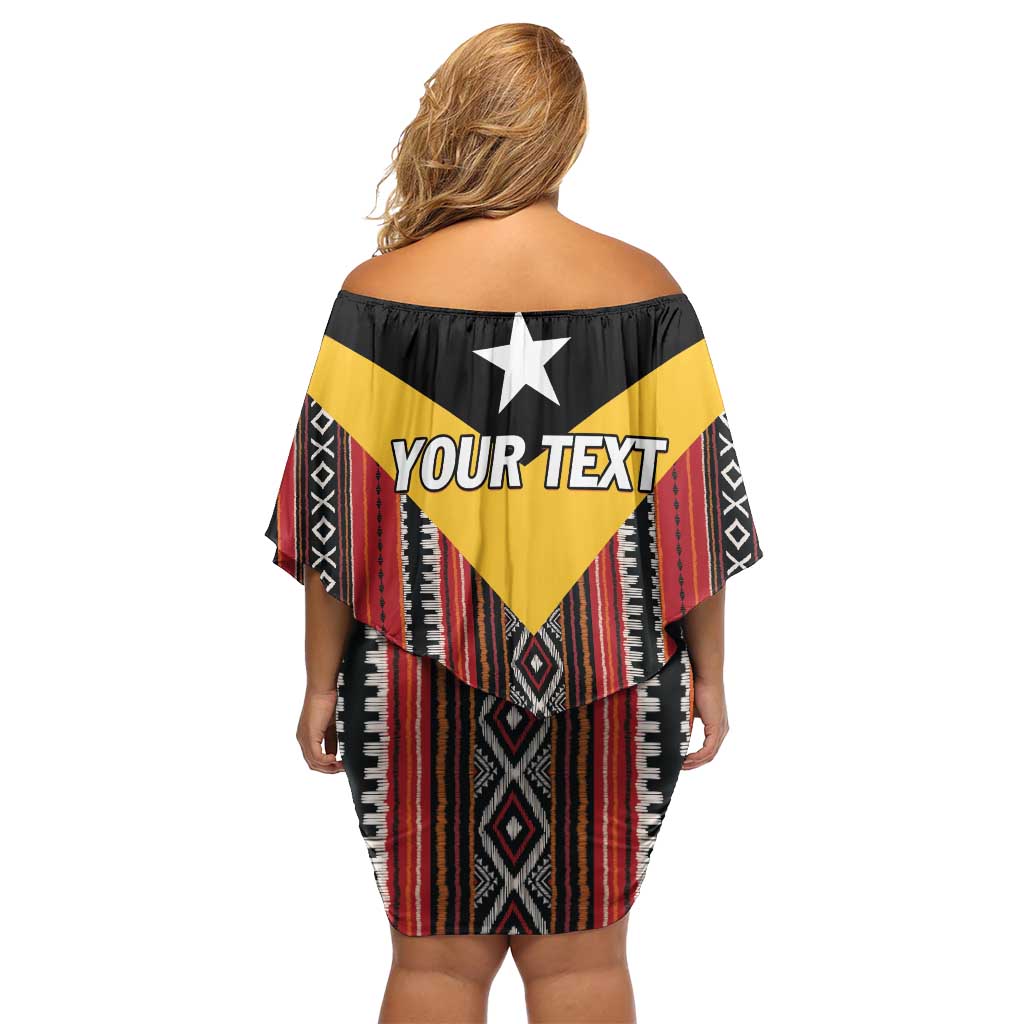 Personalized East Timor Family Matching Off Shoulder Short Dress and Hawaiian Shirt Timor-Leste Tais Pattern - Wonder Print Shop