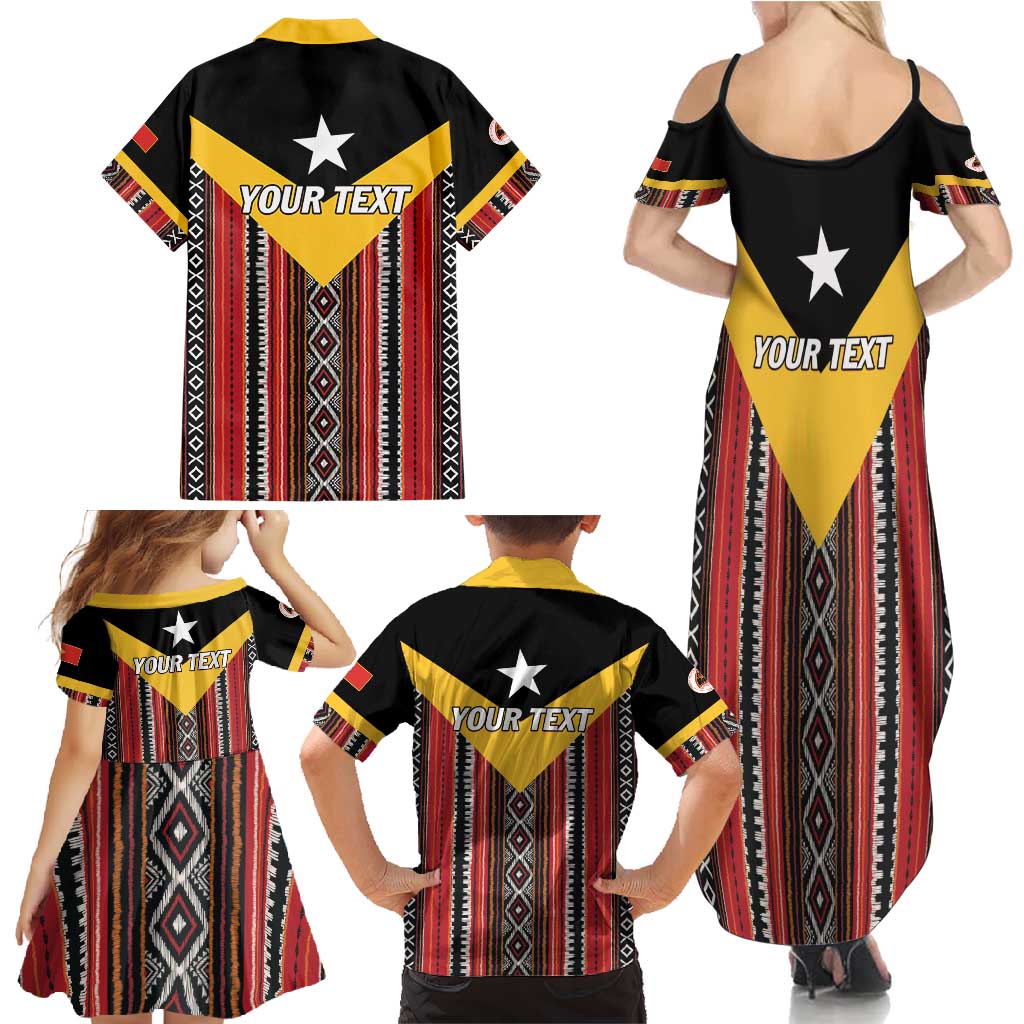 Personalized East Timor Family Matching Summer Maxi Dress and Hawaiian Shirt Timor-Leste Tais Pattern - Wonder Print Shop