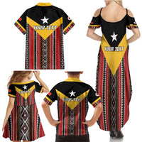 Personalized East Timor Family Matching Summer Maxi Dress and Hawaiian Shirt Timor-Leste Tais Pattern - Wonder Print Shop