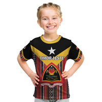 Personalized East Timor Kid T Shirt Timor-Leste Tais Pattern - Wonder Print Shop