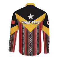 Personalized East Timor Long Sleeve Button Shirt Timor-Leste Tais Pattern - Wonder Print Shop