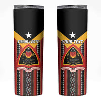 Personalized East Timor Skinny Tumbler Timor-Leste Tais Pattern - Wonder Print Shop