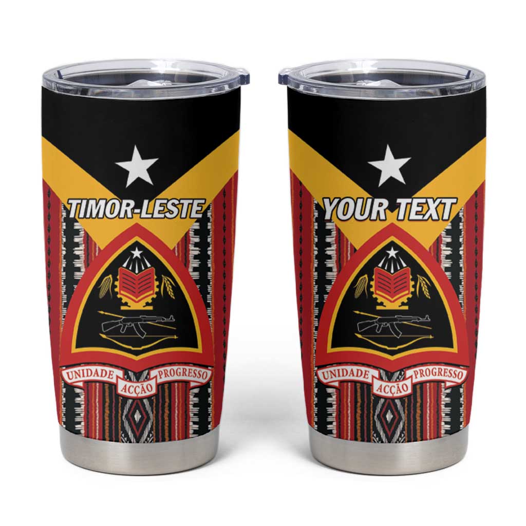 Personalized East Timor Tumbler Cup Timor-Leste Tais Pattern - Wonder Print Shop
