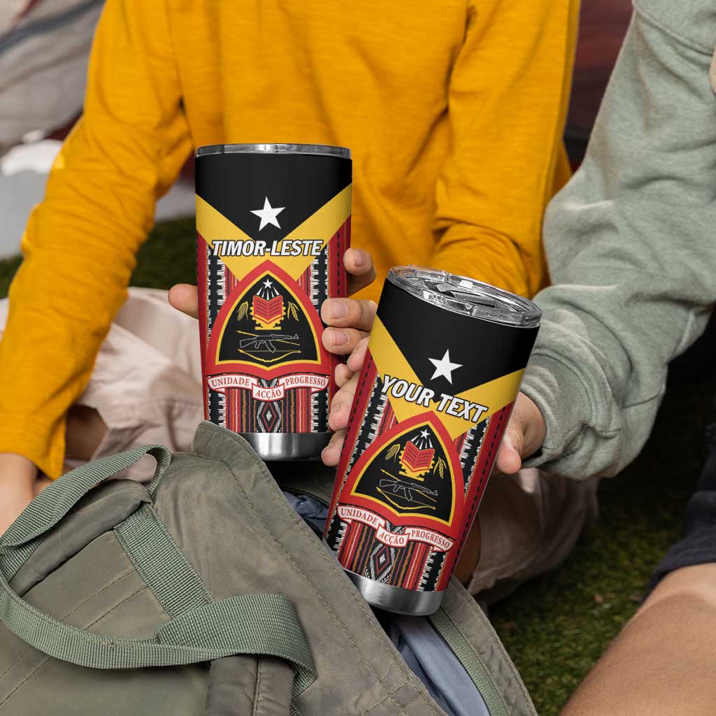 Personalized East Timor Tumbler Cup Timor-Leste Tais Pattern - Wonder Print Shop