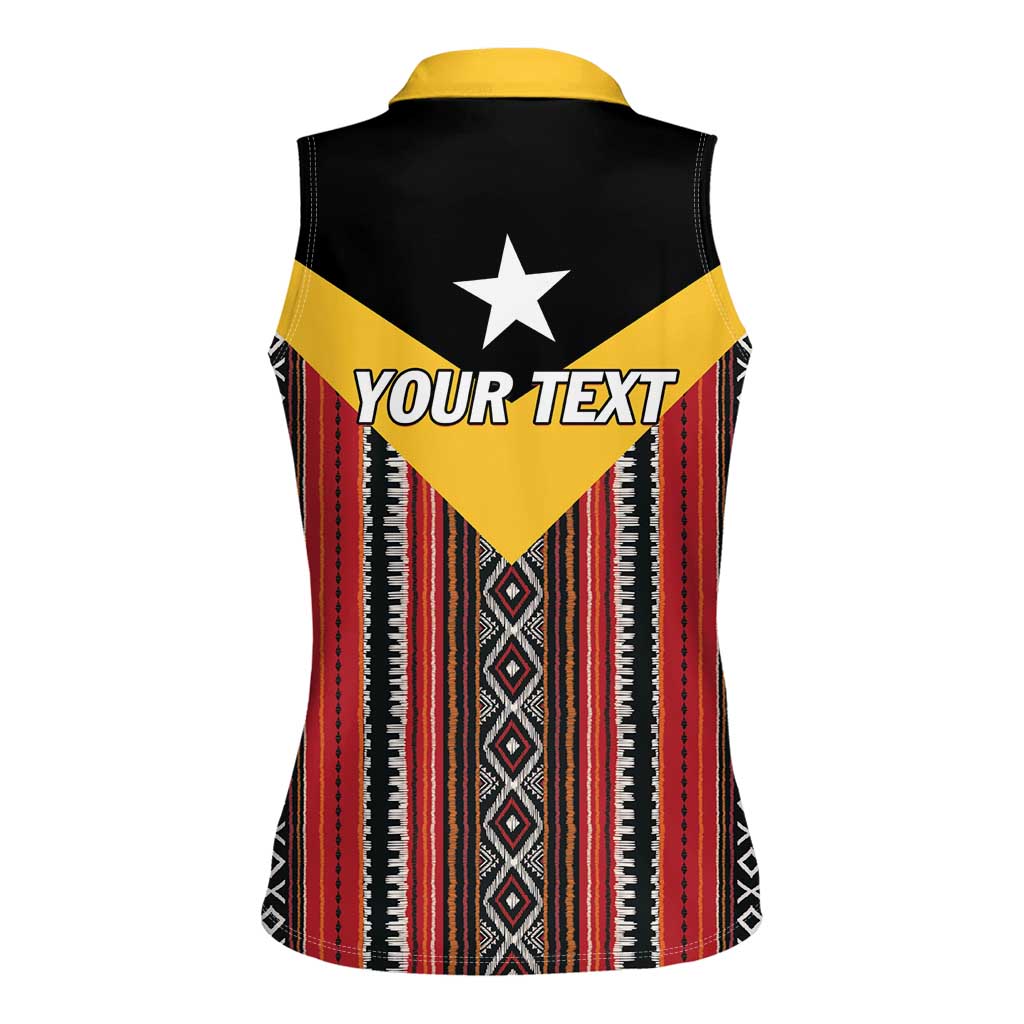 Personalized East Timor Women Sleeveless Polo Shirt Timor-Leste Tais Pattern - Wonder Print Shop