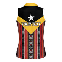Personalized East Timor Women Sleeveless Polo Shirt Timor-Leste Tais Pattern - Wonder Print Shop