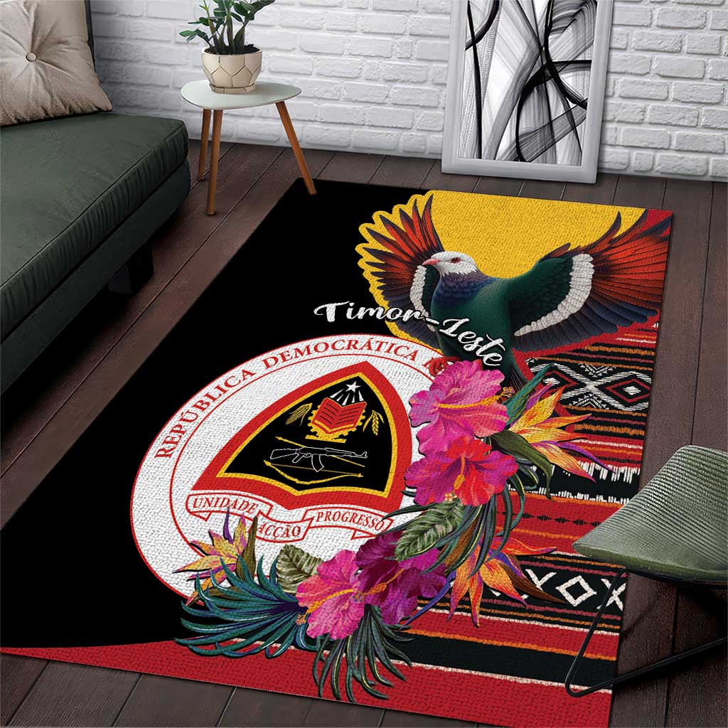 Timor-Leste Area Rug Timor Imperial Pigeon Hibiscus - Wonder Print Shop