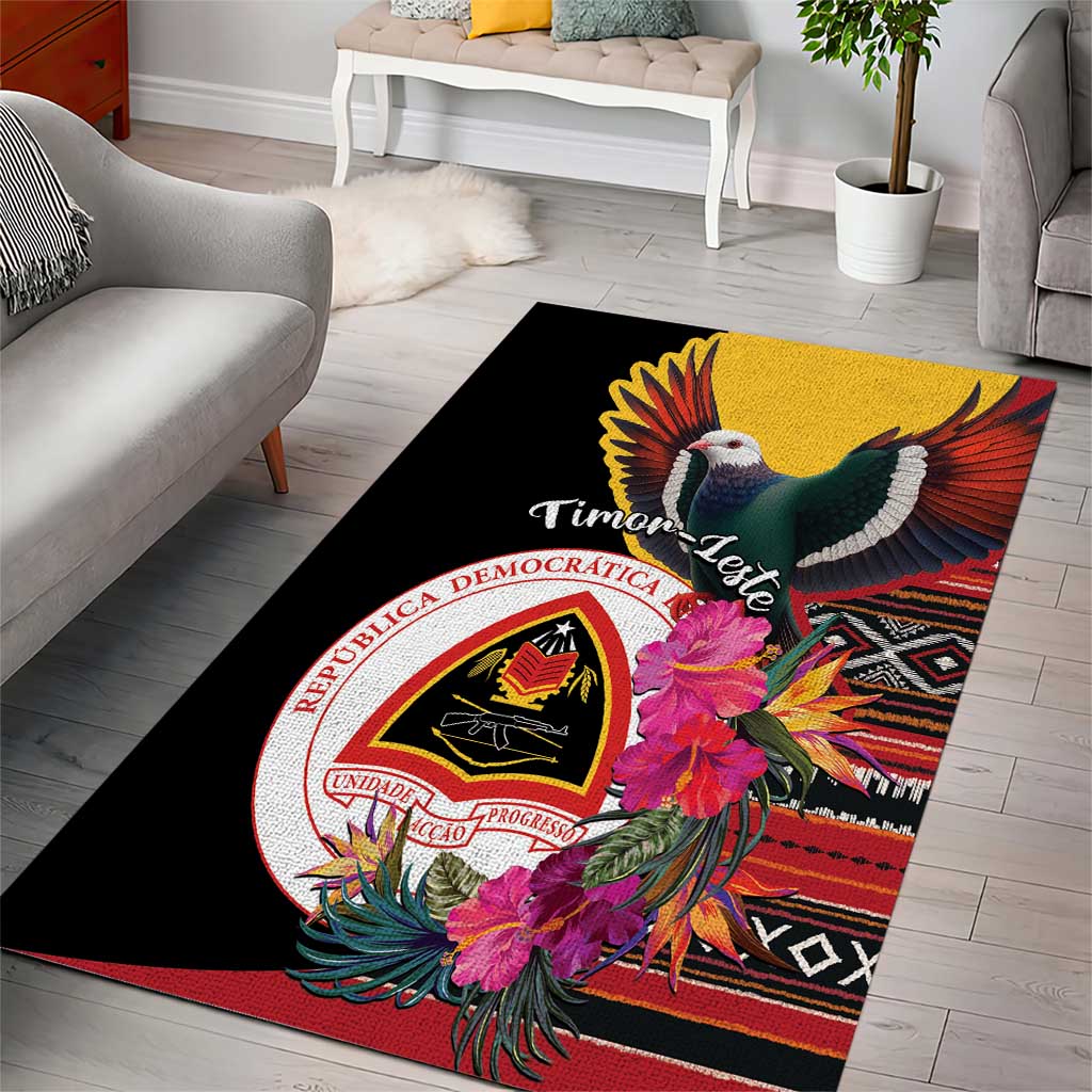 Timor-Leste Area Rug Timor Imperial Pigeon Hibiscus - Wonder Print Shop
