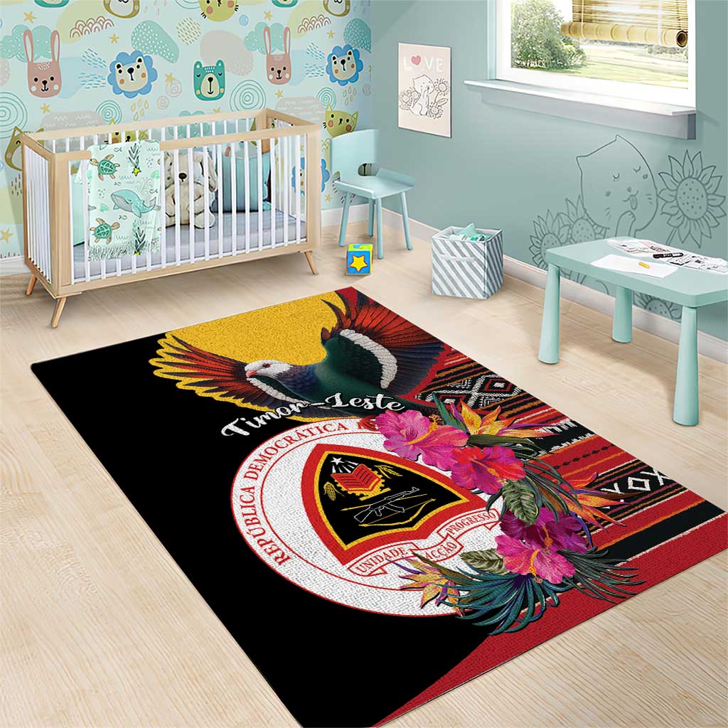 Timor-Leste Area Rug Timor Imperial Pigeon Hibiscus - Wonder Print Shop