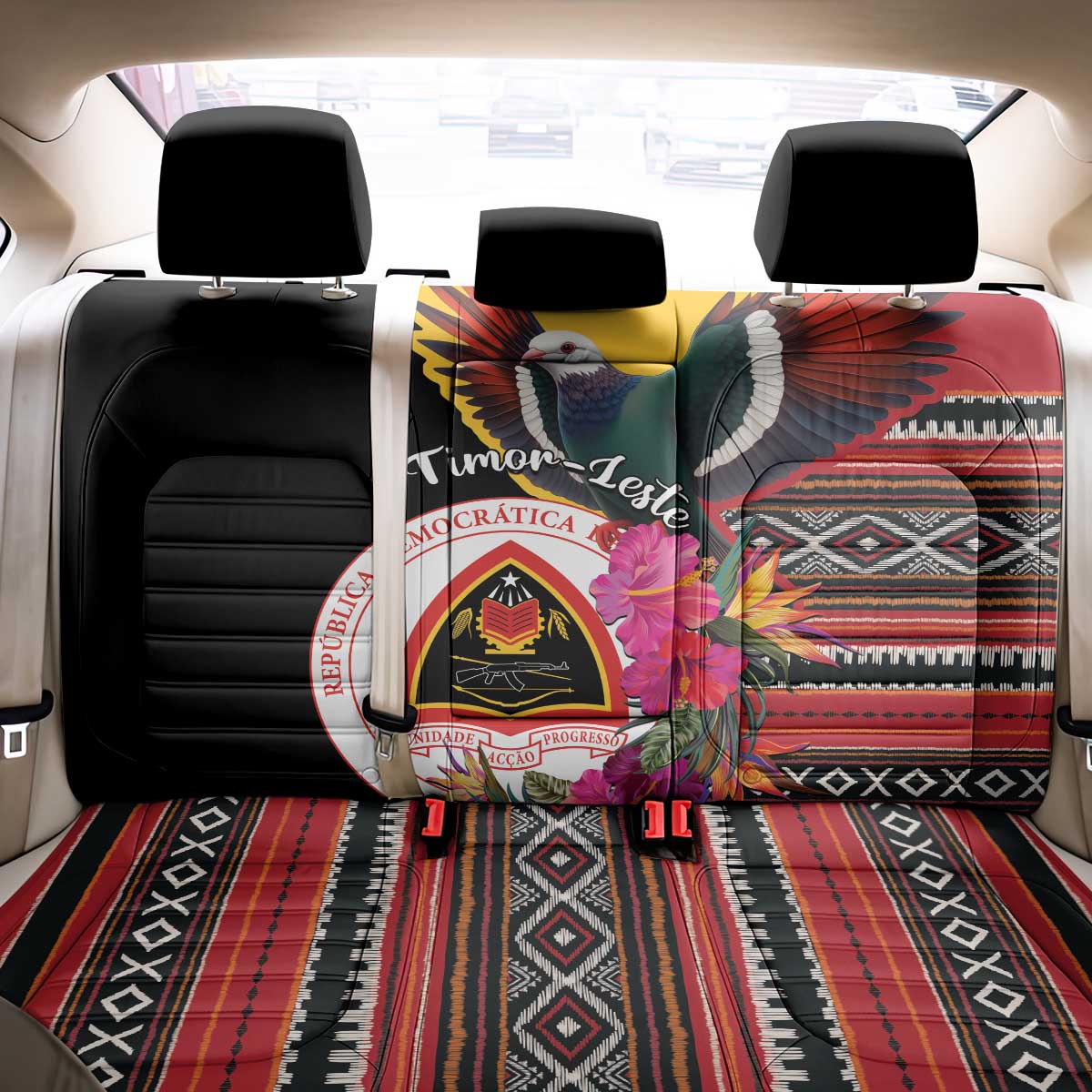 Timor-Leste Back Car Seat Cover Timor Imperial Pigeon Hibiscus - Wonder Print Shop