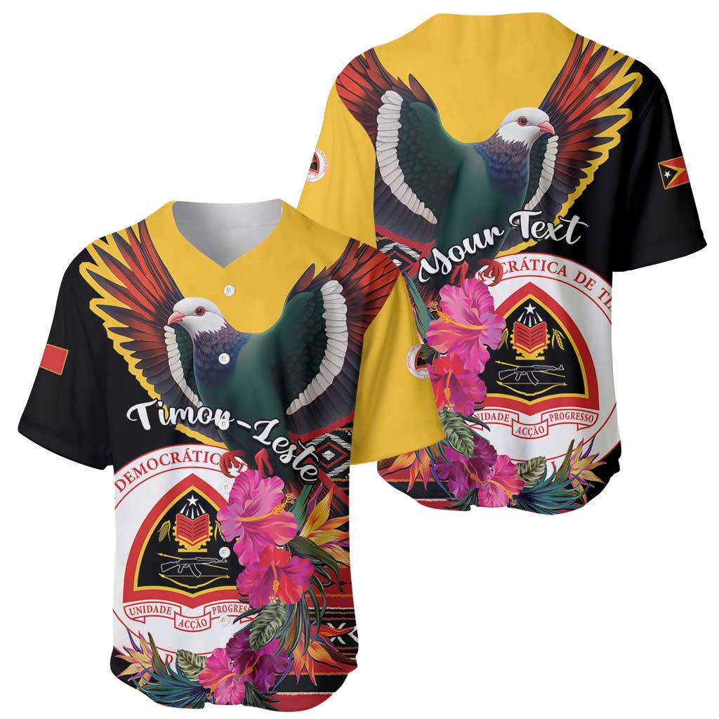 Personalized Timor-Leste Baseball Jersey Timor Imperial Pigeon Hibiscus - Wonder Print Shop