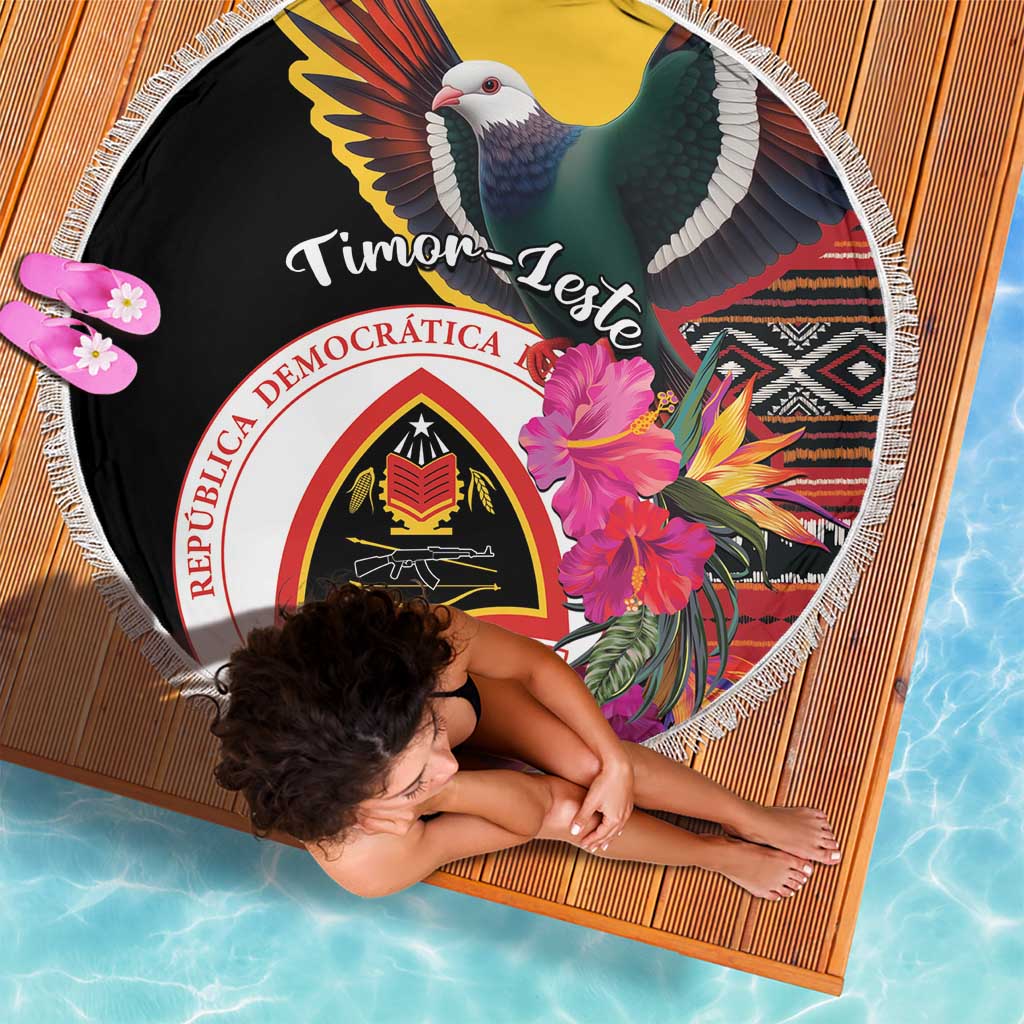 Timor-Leste Beach Blanket Timor Imperial Pigeon Hibiscus - Wonder Print Shop