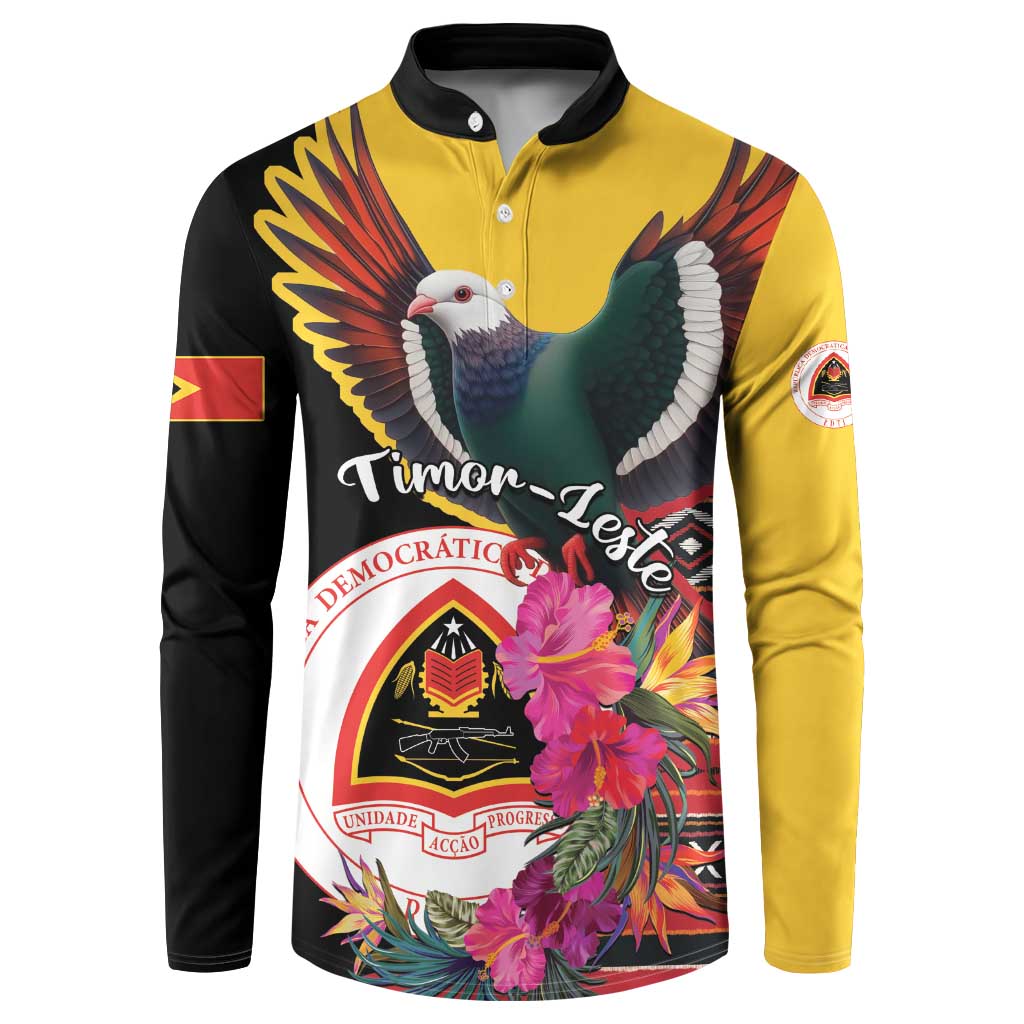 Personalized Timor-Leste Button Sweatshirt Timor Imperial Pigeon Hibiscus - Wonder Print Shop
