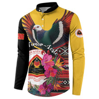 Personalized Timor-Leste Button Sweatshirt Timor Imperial Pigeon Hibiscus - Wonder Print Shop