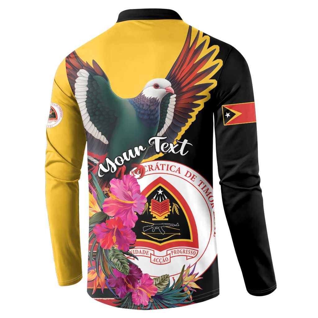 Personalized Timor-Leste Button Sweatshirt Timor Imperial Pigeon Hibiscus - Wonder Print Shop