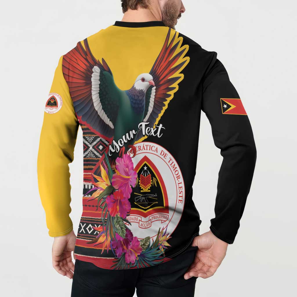 Personalized Timor-Leste Button Sweatshirt Timor Imperial Pigeon Hibiscus - Wonder Print Shop