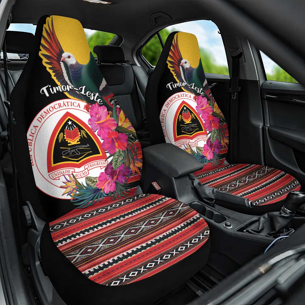 Timor-Leste Car Seat Cover Timor Imperial Pigeon Hibiscus - Wonder Print Shop