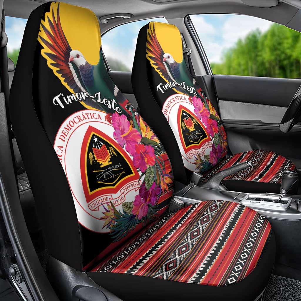Timor-Leste Car Seat Cover Timor Imperial Pigeon Hibiscus - Wonder Print Shop